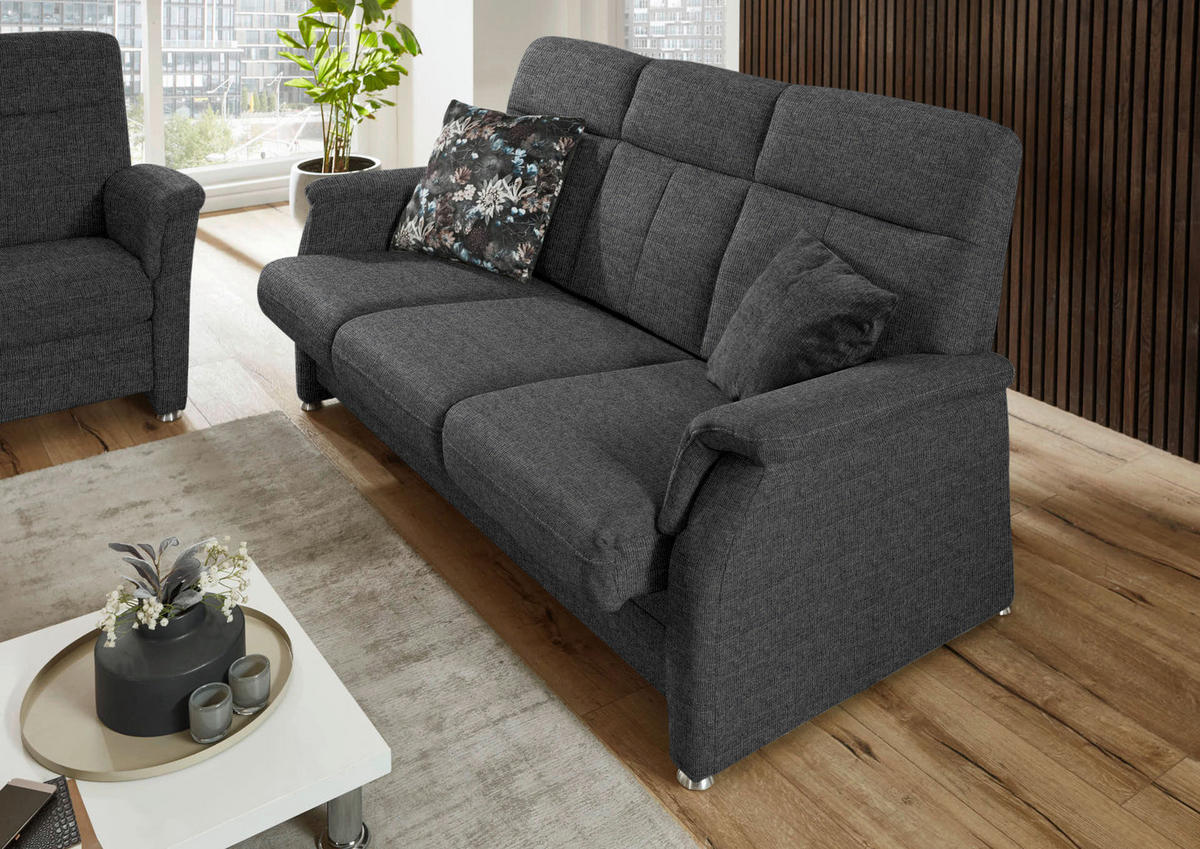 SITZGARNITUR Flachgewebe Dunkelgrau  - Dunkelgrau/Alufarben, Konventionell, Textil/Metall (142-194/100/89cm) - Beldomo Comfort