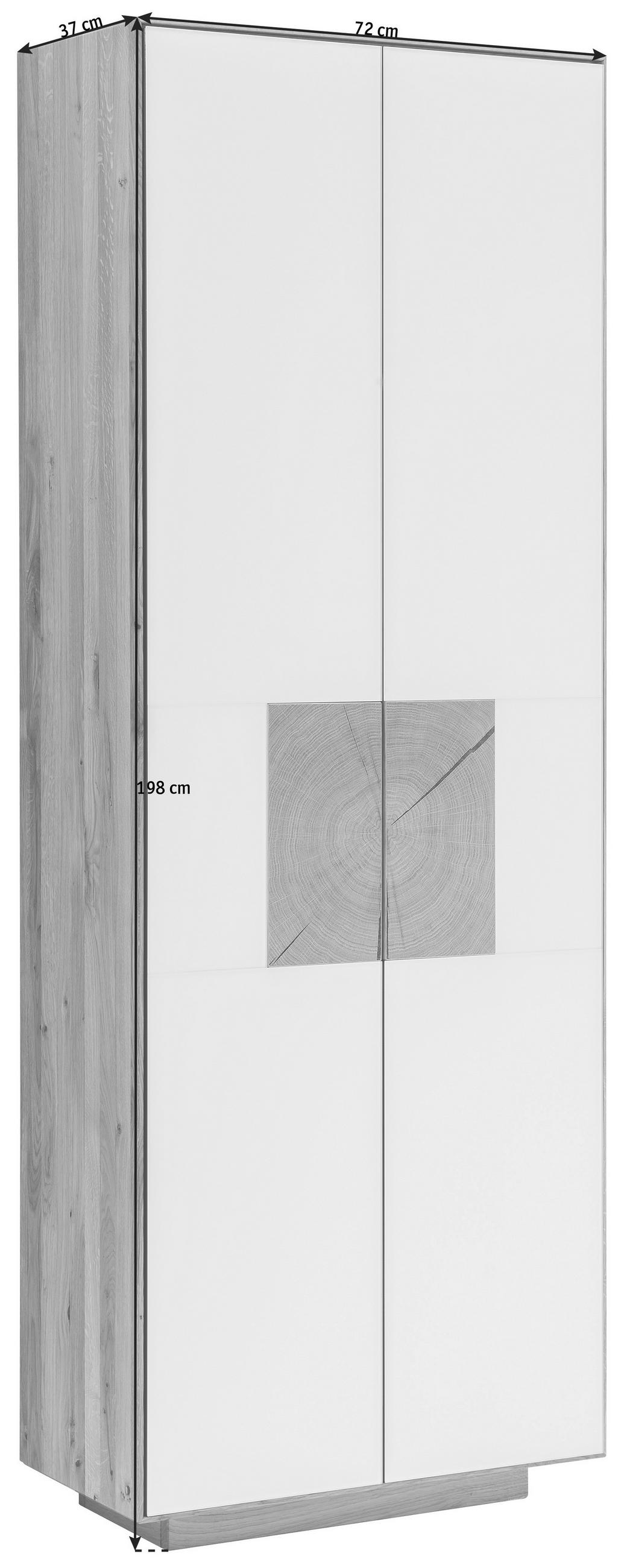 SCHUHSCHRANK Kernbuche massiv Weiß, Buchefarben  - Buchefarben/Weiß, MODERN, Glas/Holz (72/198/37cm) - Linea Natura