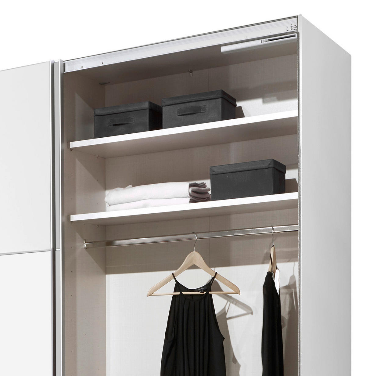 SCHWEBETÜRENSCHRANK in Weiss  - Weiss/Alufarben, Modern, Holzwerkstoff (336/222/68cm) - MID.YOU