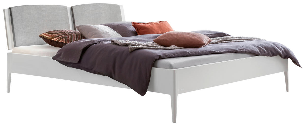 BETT 140/200 cm  in Weiß, Hellgrau  - Hellgrau/Weiß, KONVENTIONELL (140/200cm) - Hasena
