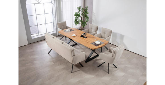 SITZBANK 180/93/67 cm Cord Beige Metall - Beige/Schwarz, Design, Textil/Metall (180/93/67cm) - Novel