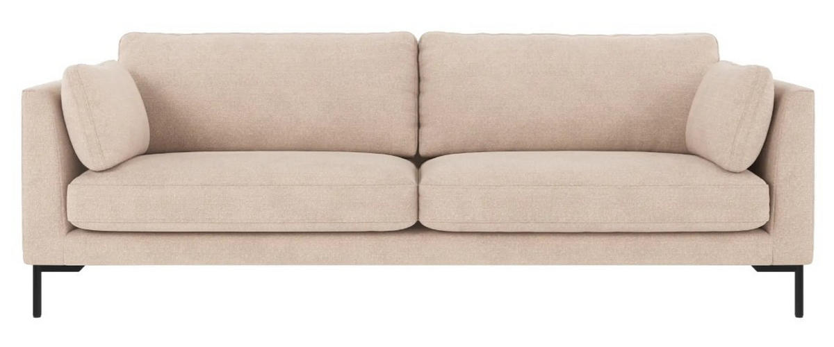 3-SITS SOFFA i beige  - beige/svart, Klassisk, metall/trä (238/83/98cm) - Rowico