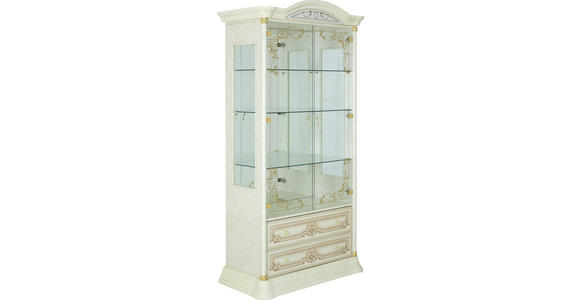 VITRINE in Beige - Beige/Goldfarben, LIFESTYLE, Glas/Holzwerkstoff (109/212/53cm) - Cantus