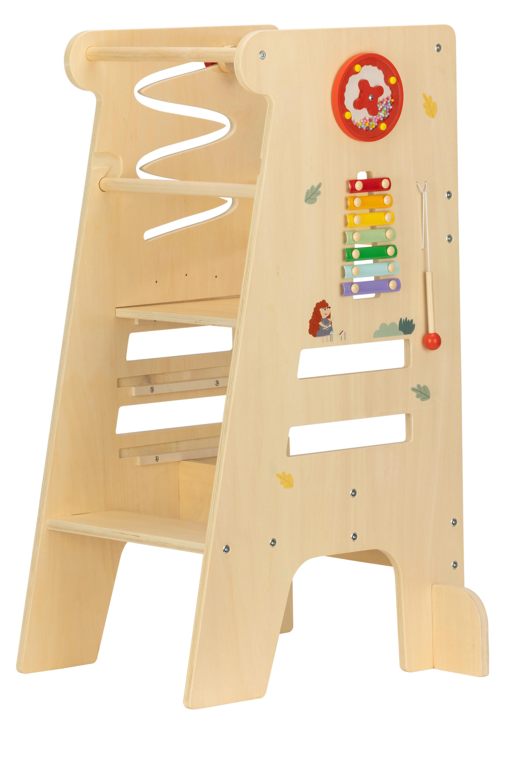 UČÍCÍ VĚŽ vícebarevná, přírodní barvy,  - přírodní barvy/vícebarevná, Basics, kov/dřevo (49/89/37cm) - Jimmylee