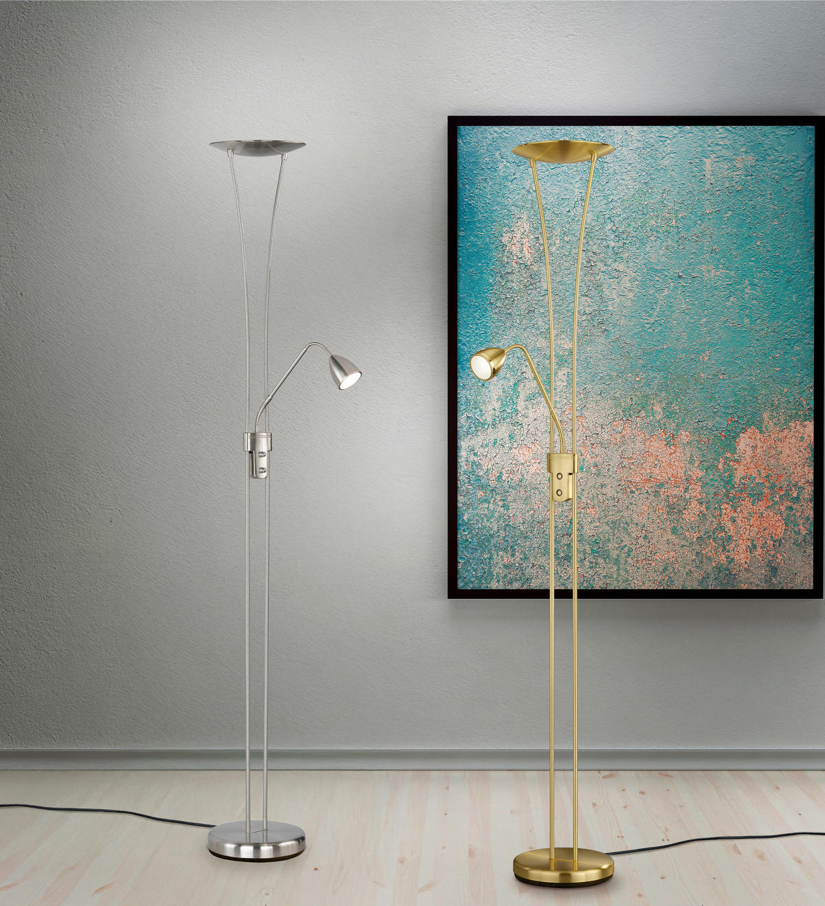 LED-STEHLEUCHTE Arizona  180/25,5/40 cm  - Messingfarben, MODERN, Metall (180/25,5/40cm) - Trio Leuchten