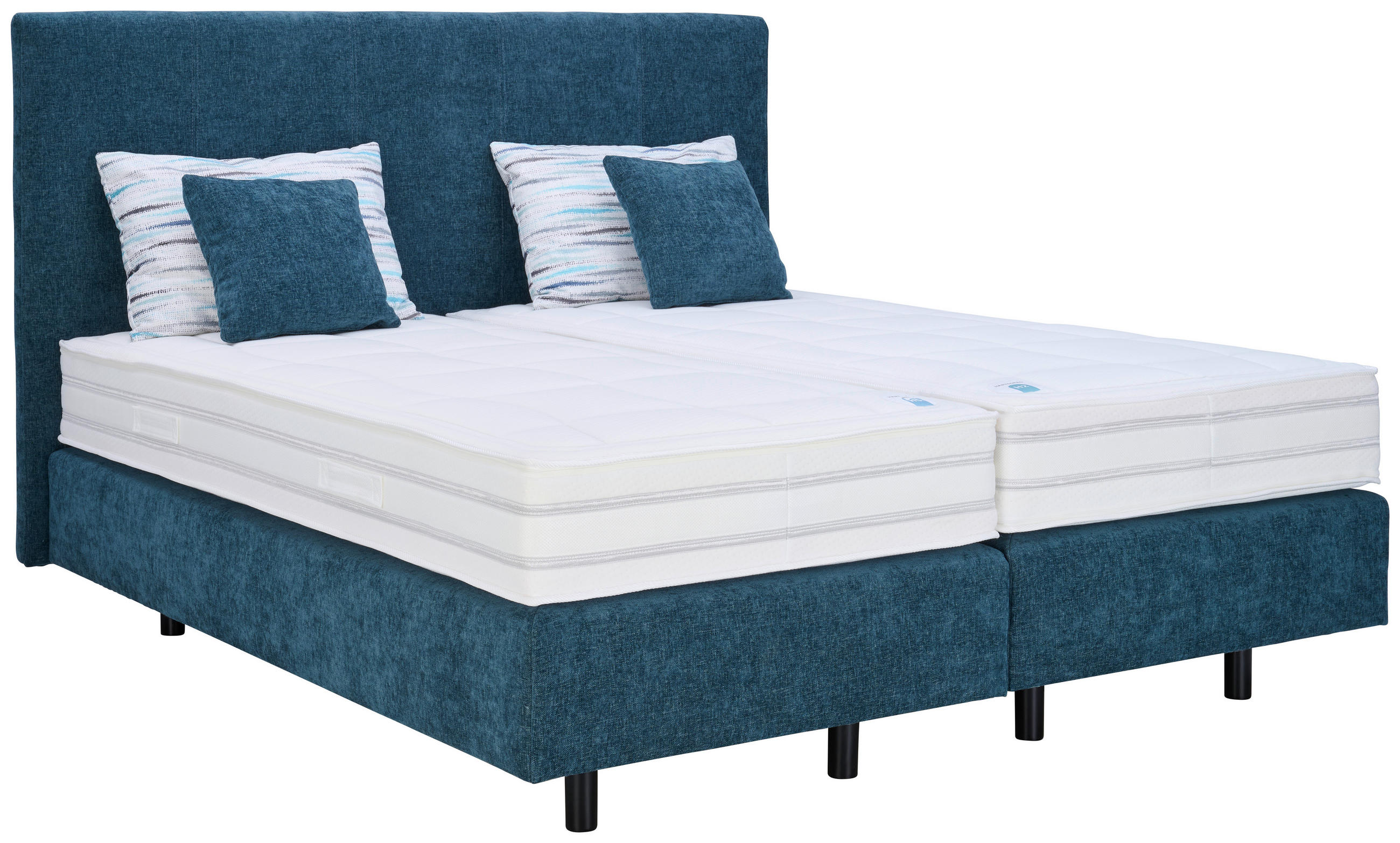 BOXSPRINGBETT 180/200 cm  in Blaugrau  - Blaugrau/Schwarz, KONVENTIONELL, Kunststoff/Textil (180/200cm) - Beldomo - Sleep