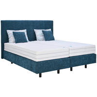 BOXSPRINGBETT 180/200 cm,  in Blaugrau, Matratzen, H2 + H3 = mittel + fest, unterschiedliche Matratzenhärtegrade je Bettseite  - Blaugrau/Schwarz, Konventionell, Kunststoff/Textil (180/200cm) - Beldomo - Sleep