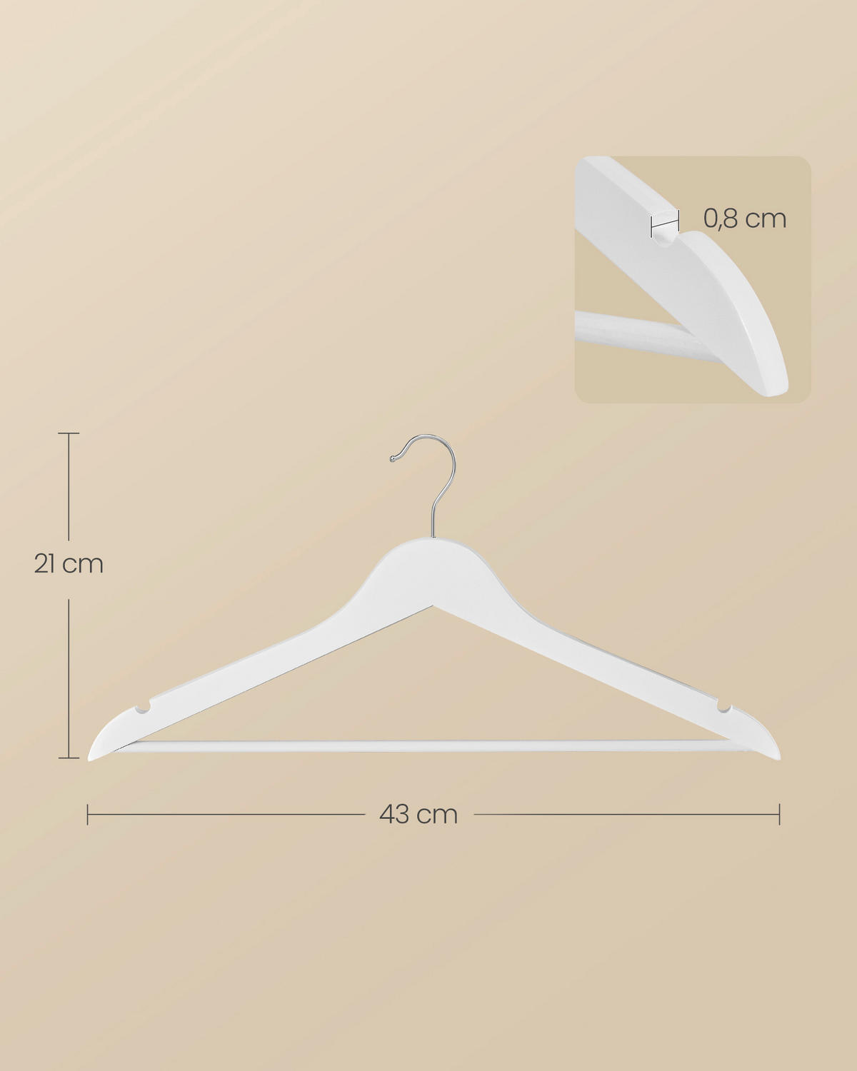KLEIDERBÜGEL Holz, Metall  - Weiß, Basics, Holz/Metall (42,9/21/8cm)