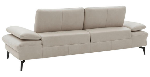 3-SITZER-SOFA Echtleder Ecru  - Ecru/Schwarz, Design, Leder/Metall (238/86/94cm) - Dieter Knoll