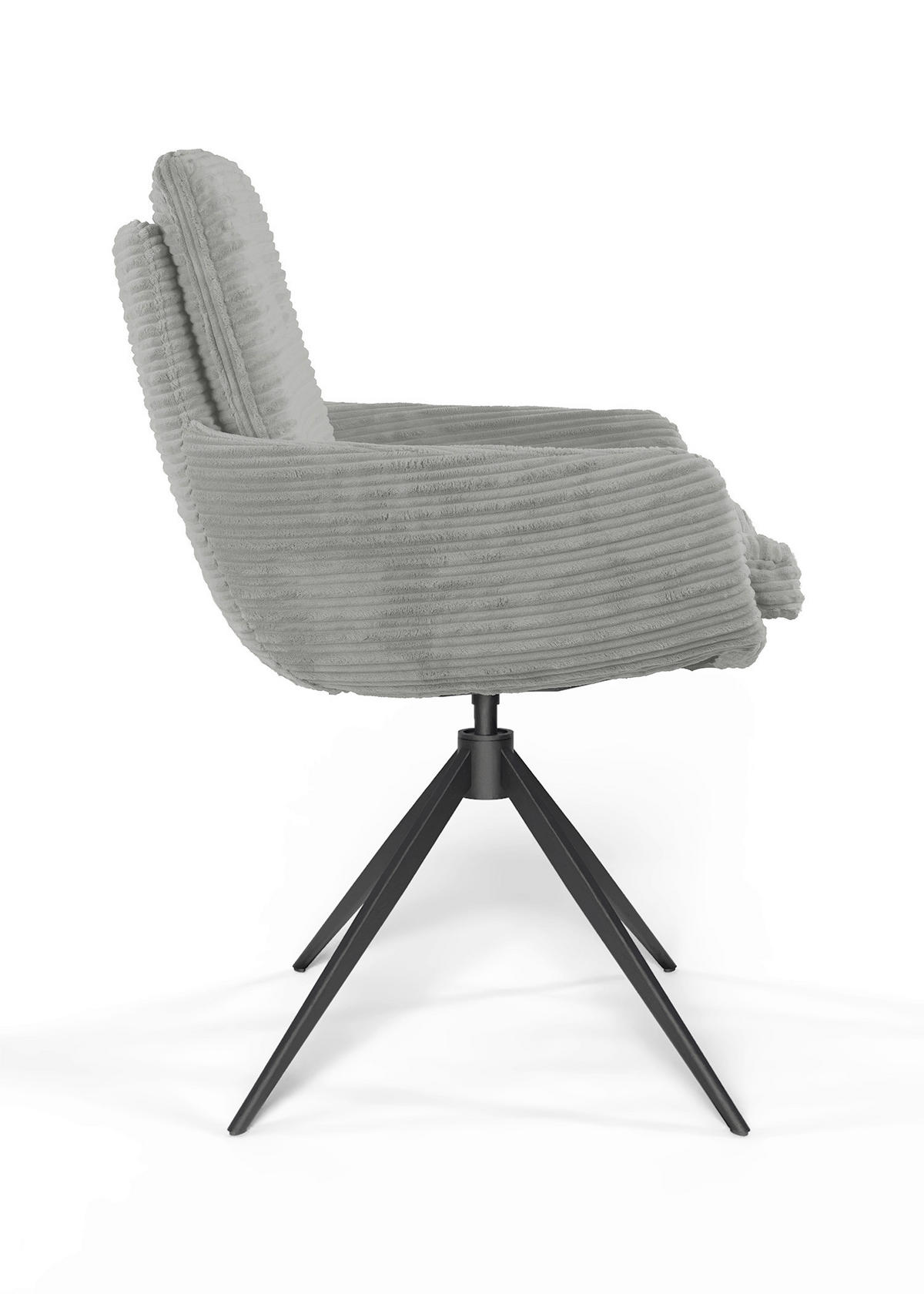 ARMLEHNSTUHL  Beinauswahl, Sitzfläche 360° drehbar, automatische Rückholfunktion, Stoff-/Lederauswahl gerippt  Grau  - Schwarz/Grau, Design, Textil/Metall (60/91/62cm) - Valdera