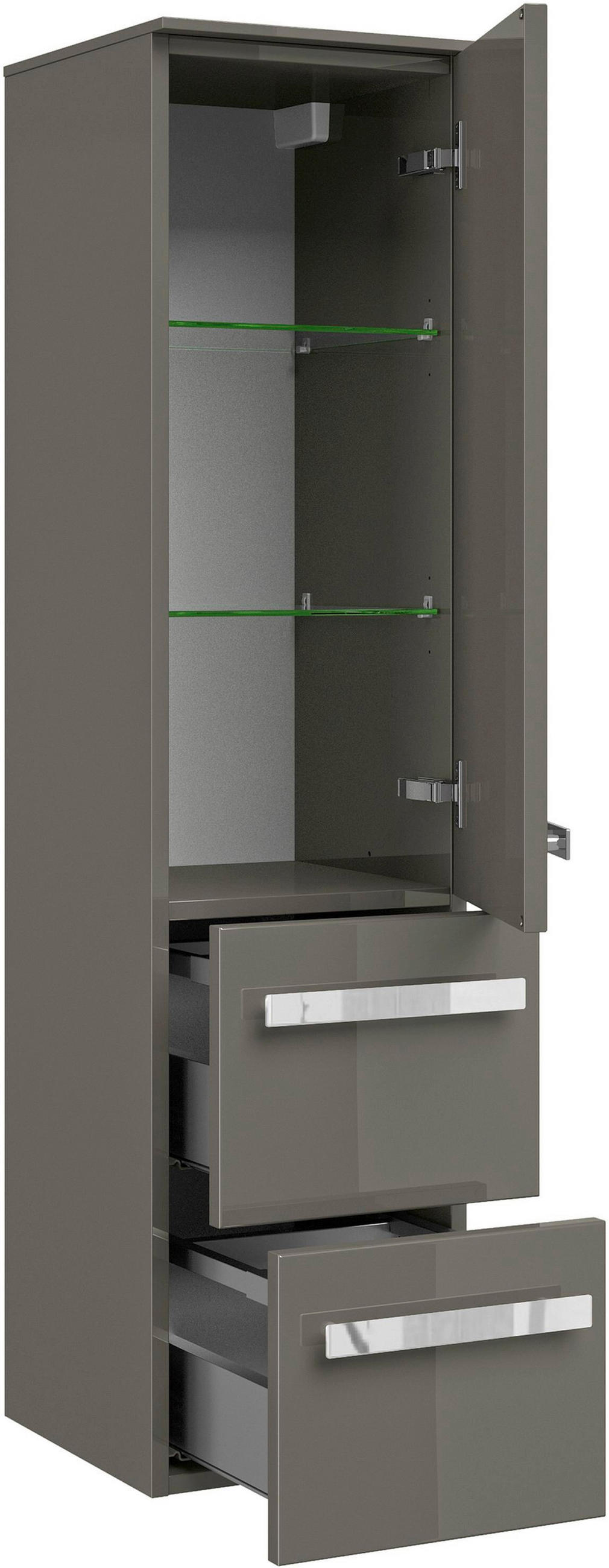 MIDISCHRANK 30/121/33 cm  - Chromfarben/Grau Hochglanz, KONVENTIONELL, Glas/Holzwerkstoff (30/121/33cm) - Sadena