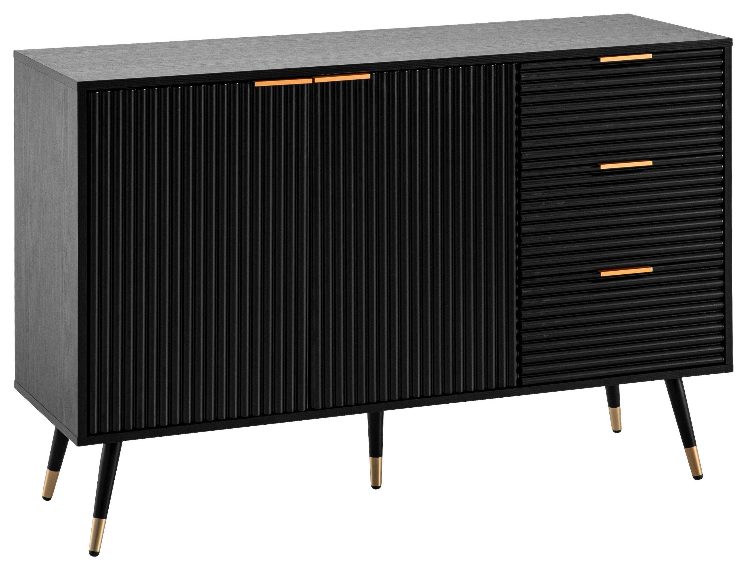 SIDEBOARD 120/80/40 cm  - svart/kopparfärgad, Design, metall/trämaterial (120/80/40cm) - MID.YOU