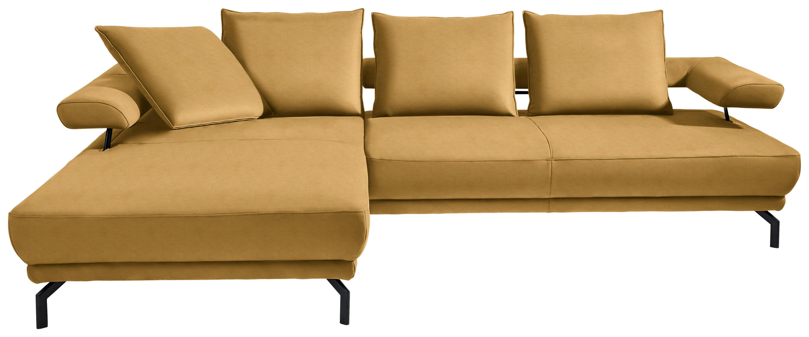 ECKSOFA in Mikrofaser Gelb  224/305 cm  - Gelb/Schwarz, Design, Textil/Metall (224/305cm) - Dieter Knoll