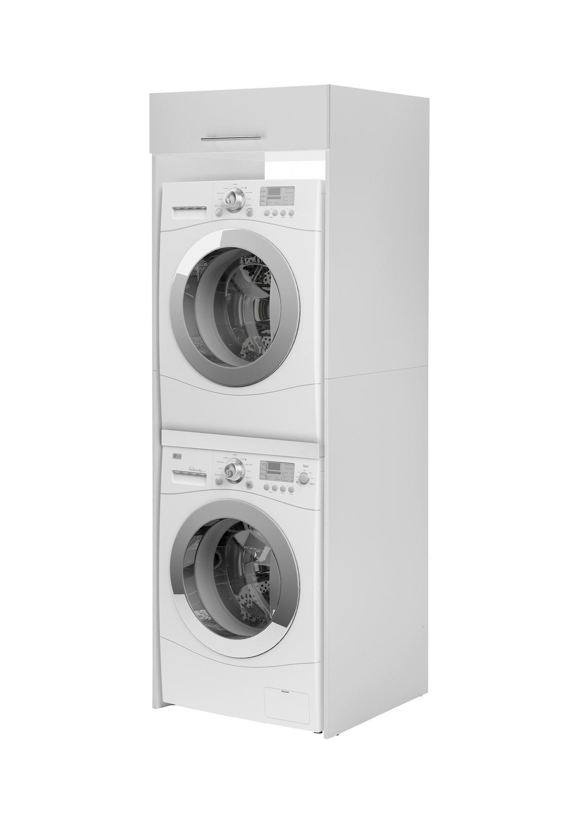WASCHMASCHINENSCHRANK 67,4/200/67,6 cm  in Weiß  - Edelstahlfarben/Weiß, KONVENTIONELL, Holzwerkstoff/Metall (67,4/200/67,6cm) - Respekta