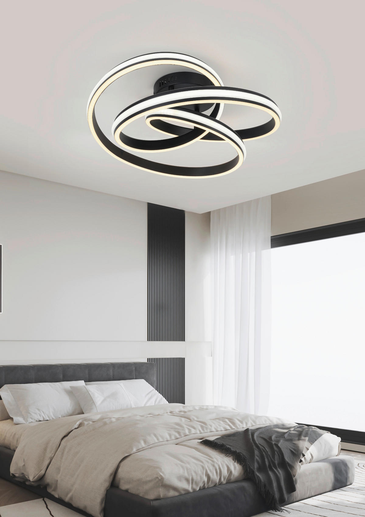 STROPNÍ LED SVÍTIDLO, 48/52/23 cm - bílá/černá, Design, kov/plast (48/52/23cm) - Novel