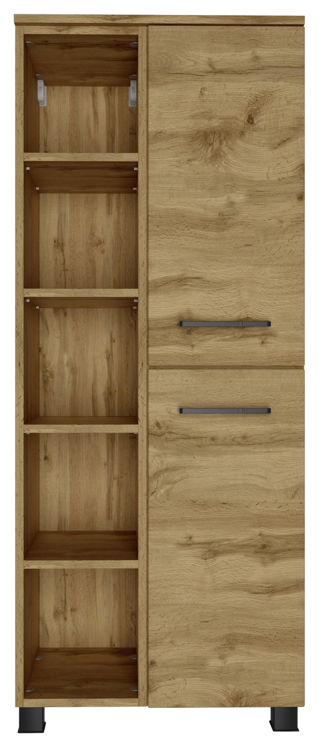 MIDISCHRANK 55/130/35 cm  - Eichefarben/Schwarz, MODERN, Holzwerkstoff/Metall (55/130/35cm) - Held