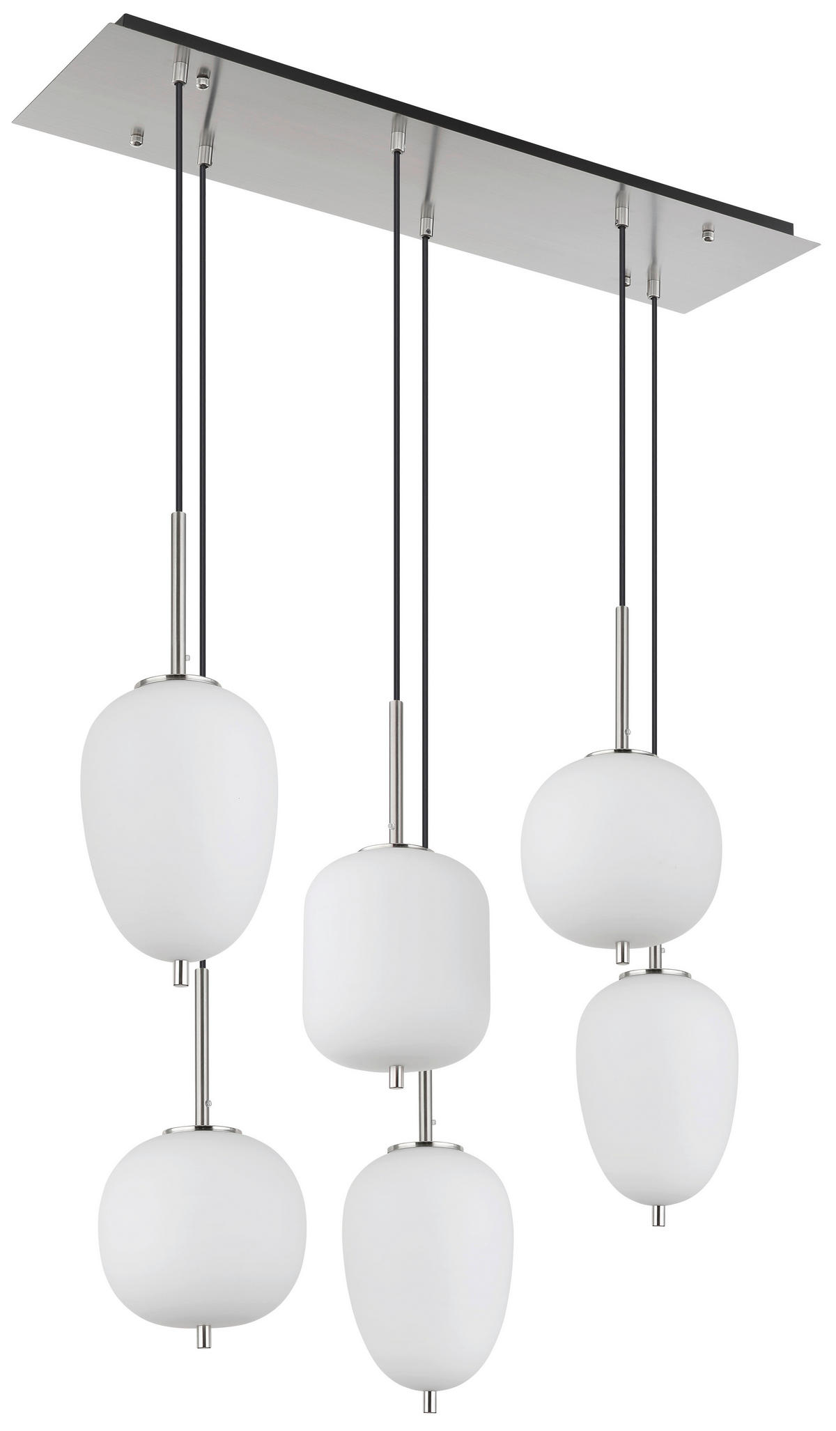 HÄNGELEUCHTE 80/34/120 cm    - Opal/Nickelfarben, Basics, Glas/Metall (80/34/120cm) - Globo