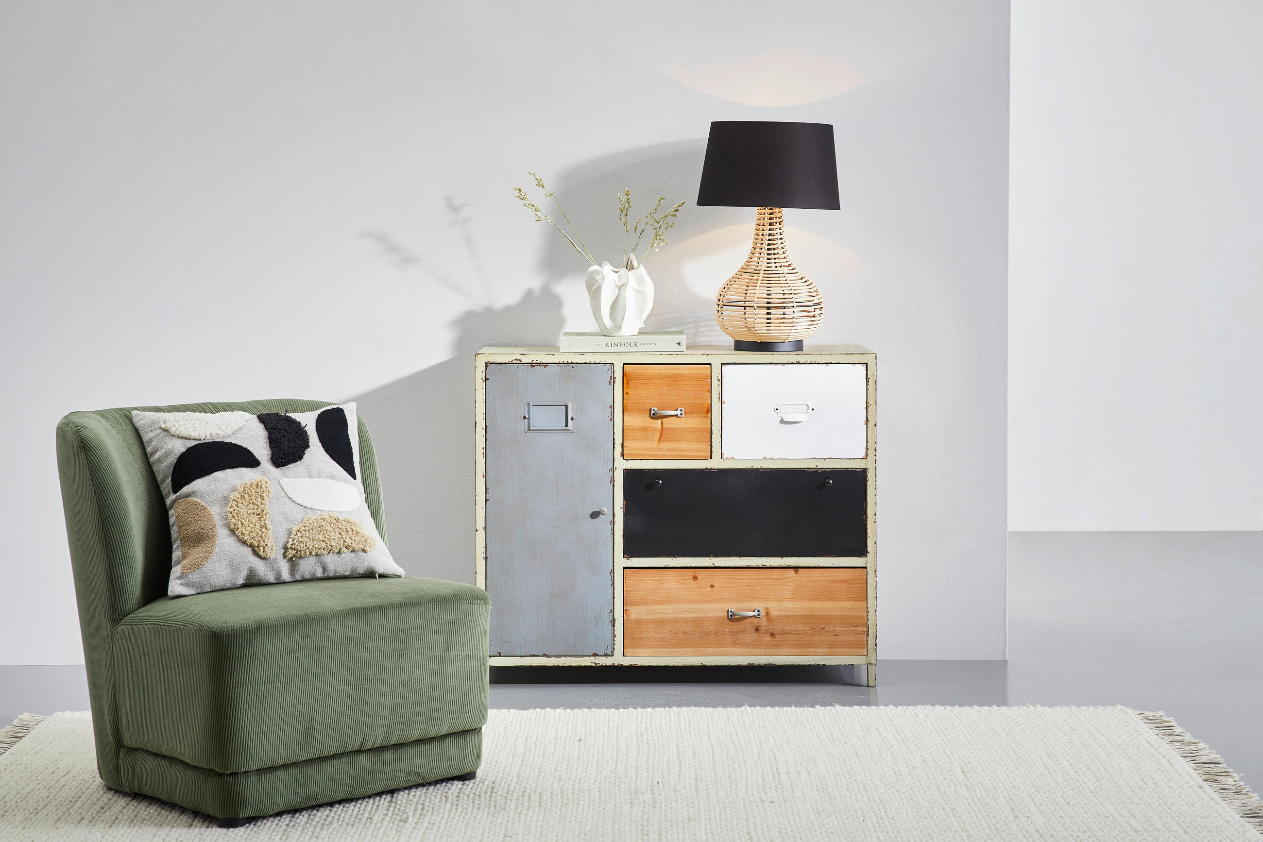 COMODĂ 90/75.5/36.5 cm  - alb/multicolor, Lifestyle, metal/lemn (90/75.5/36.5cm) - Livetastic