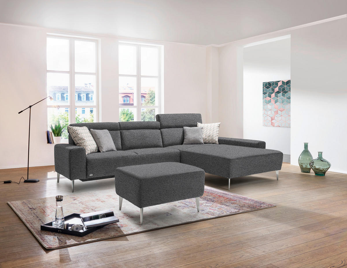 ECKSOFA in Webstoff Grau  308/205 cm  - Alufarben/Grau, Design, Textil (308/205cm) - Sedda