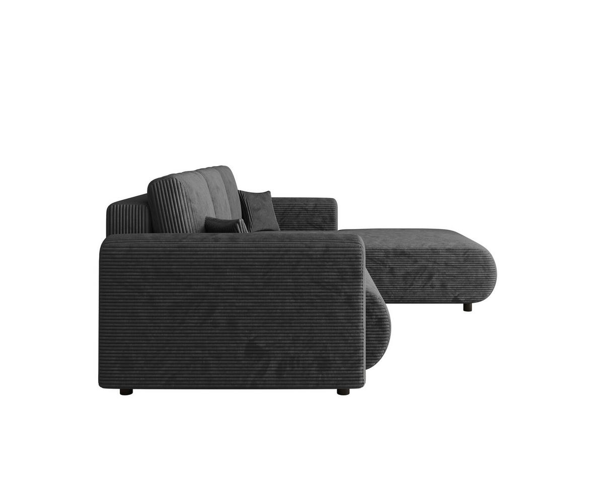 ECKSOFA inkl. Funktionen Anthrazit Cord  - Anthrazit/Schwarz, KONVENTIONELL, Kunststoff/Textil (260/200cm) - Xora