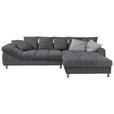 ECKSOFA Dunkelgrau Webstoff  - Dunkelgrau/Silberfarben, Design, Textil/Metall (337/228cm) - Carryhome