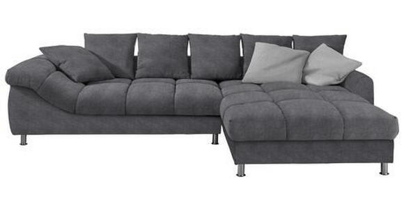 ECKSOFA Dunkelgrau Webstoff  - Dunkelgrau/Silberfarben, Design, Textil/Metall (337/228cm) - Carryhome