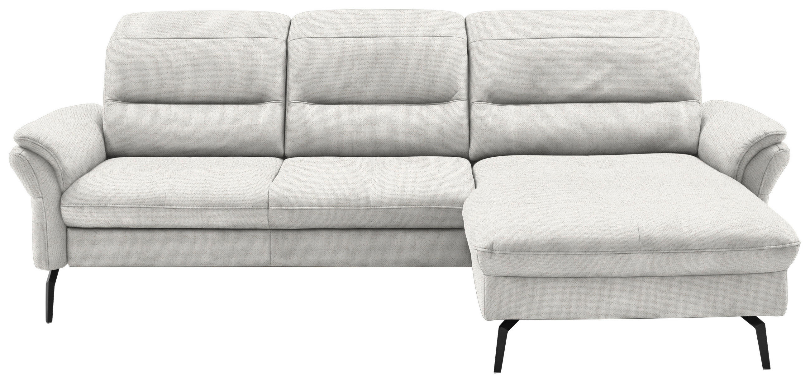ECKSOFA in Flachgewebe Weiss  - Weiss/Schwarz, Konventionell, Textil/Metall (260/181cm) - Beldomo Speed