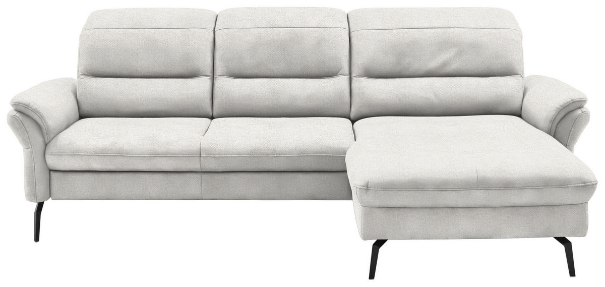 ECKSOFA in Flachgewebe Weiß  260/181 cm  - Schwarz/Weiß, KONVENTIONELL, Textil/Metall (260/181cm) - Beldomo Speed