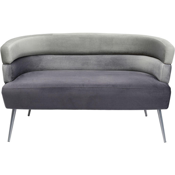 2-SITZER-SOFA Samt Grau, Hellgrau  - Hellgrau/Alufarben, Trend, Textil/Metall (125/64/64cm) - Kare-Design