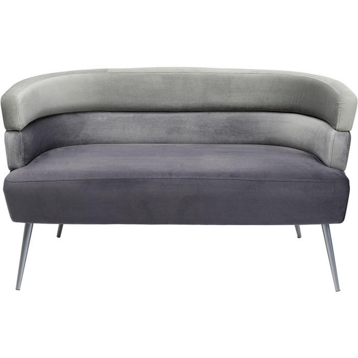 2-SITZER-SOFA Samt Grau, Hellgrau  - Hellgrau/Alufarben, Trend, Textil/Metall (125/64/64cm) - Kare-Design