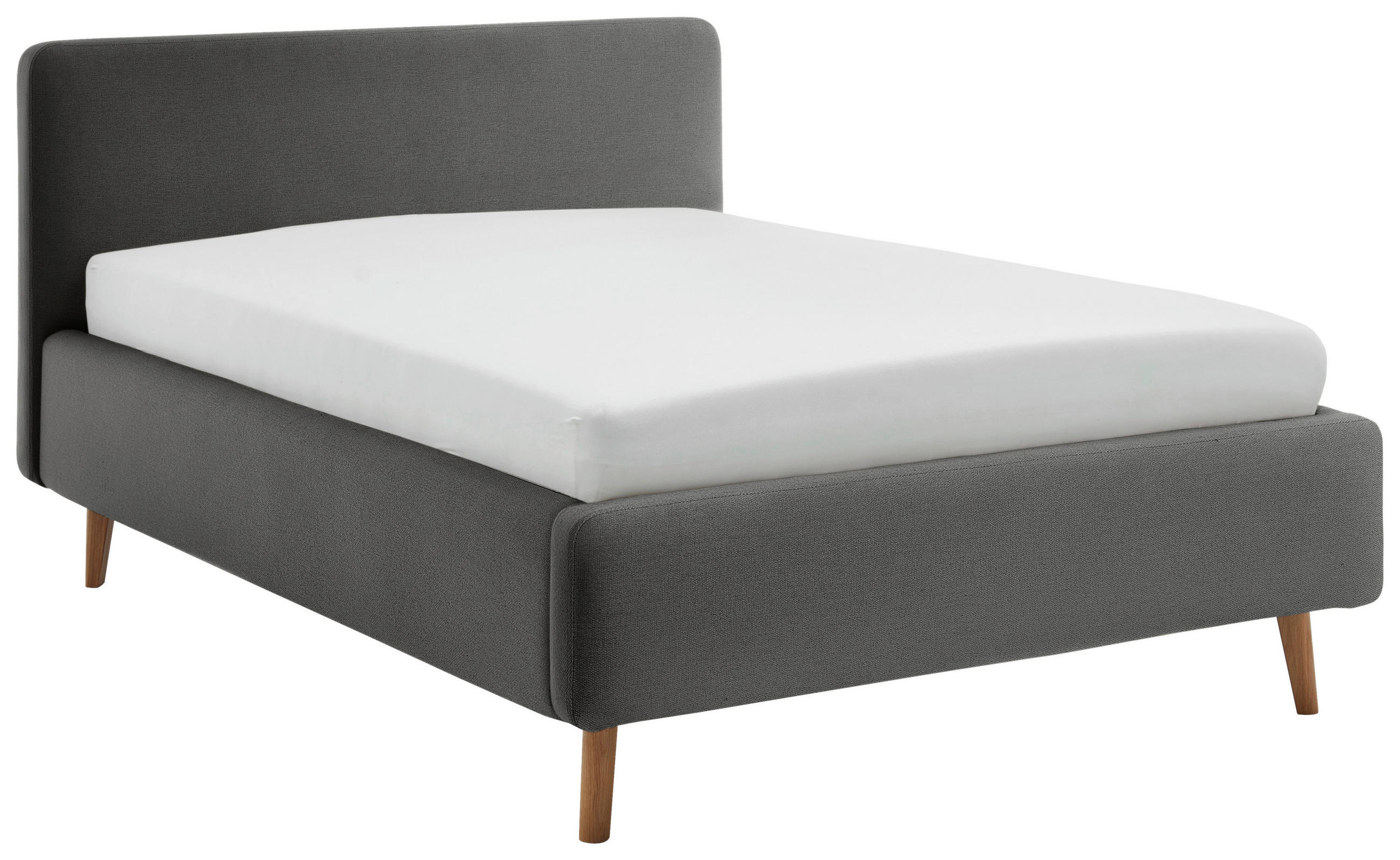 POLSTERBETT 120/200 cm,  in Anthrazit,  - Eichefarben/Anthrazit, Design, Holz/Textil (120/200cm) - Xora