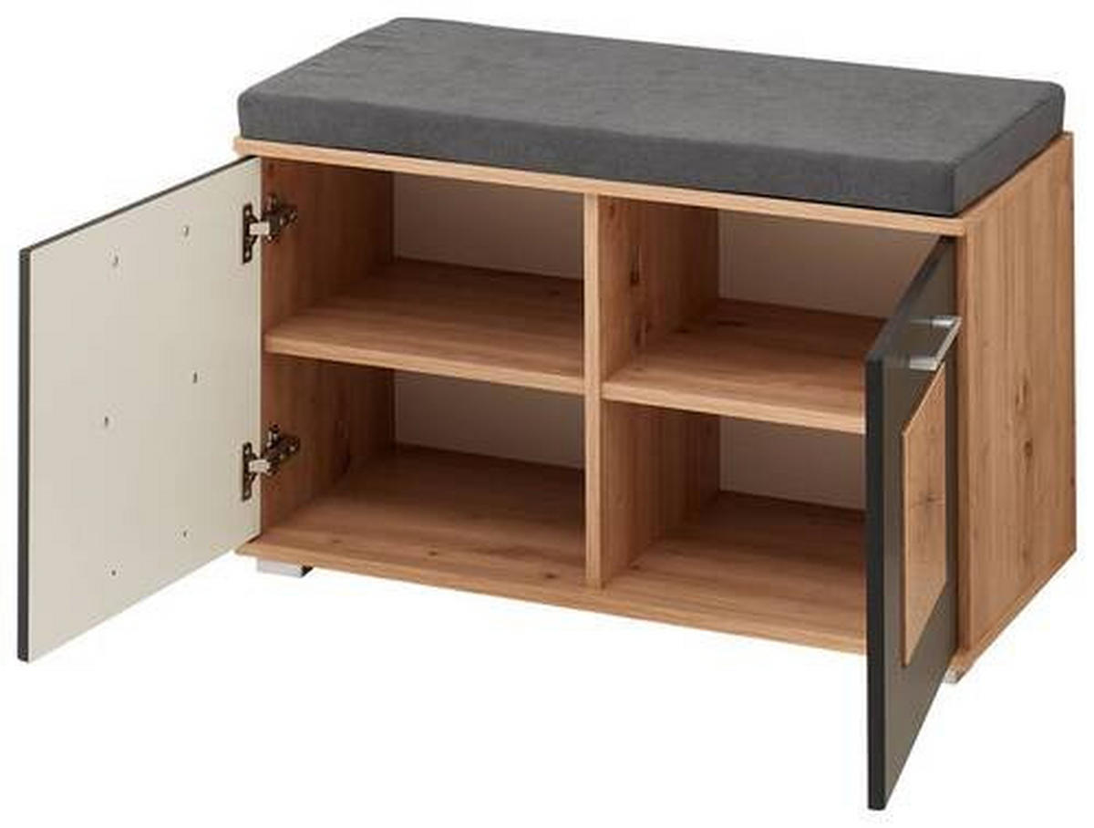 GARDEROBE 6-teilig  in 263/195,5/38 cm  - Schwarz/Eiche Artisan, Basics, Glas/Holzwerkstoff (263/195,5/38cm) - Xora