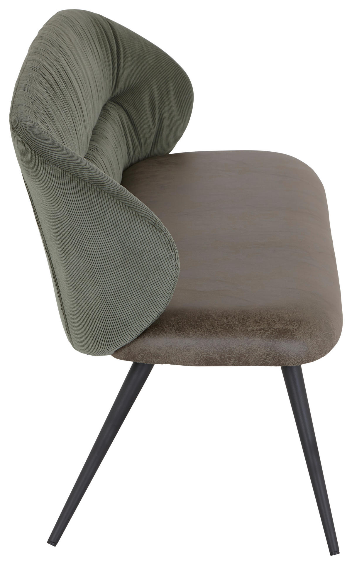 SITZBANK 168/82/62 cm Struktur Grün  - Schwarz/Grün, MODERN, Textil/Metall (168/82/62cm) - MID.YOU