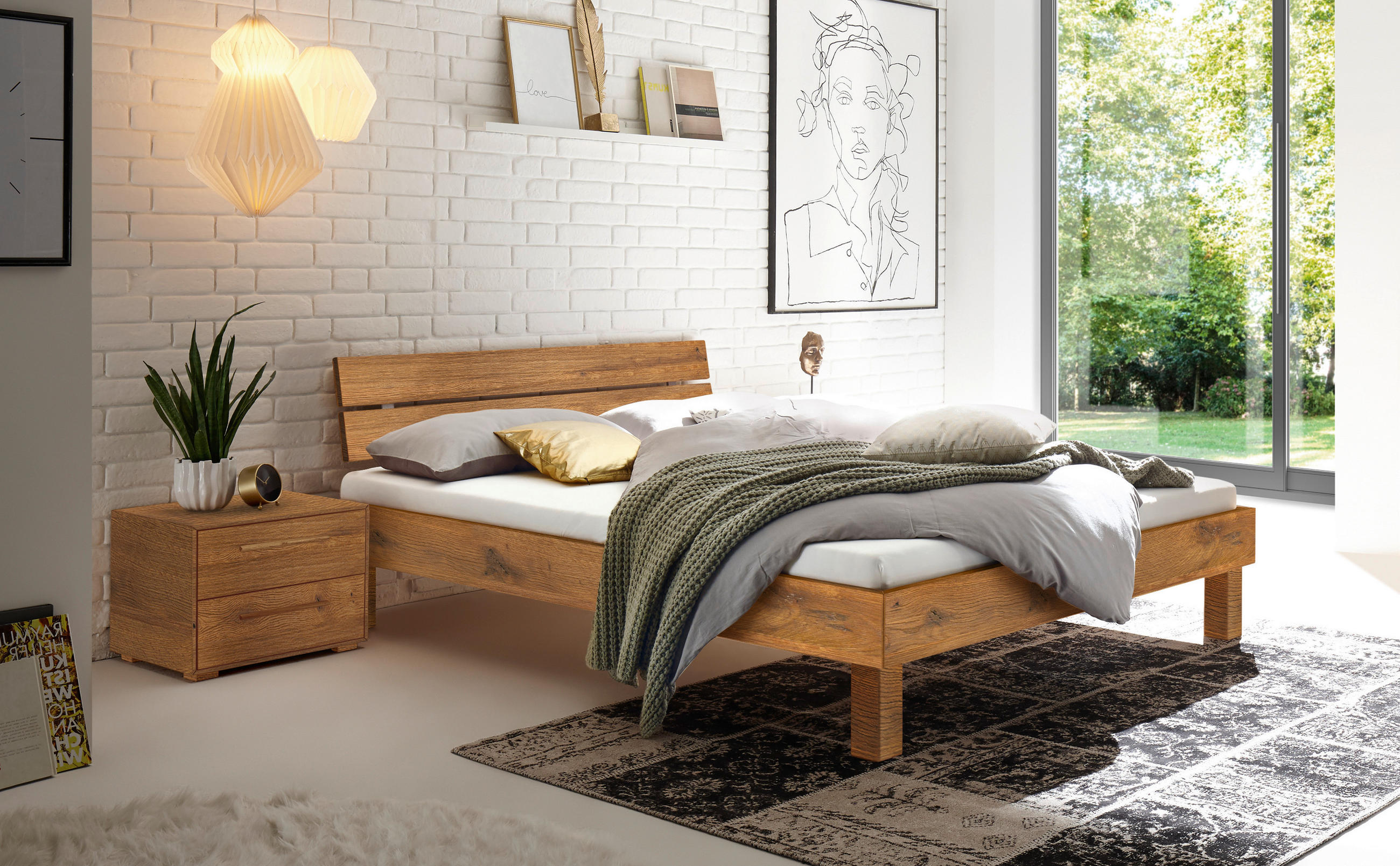 LIT 200/200 cm  in Wildeiche   - Wildeiche/Eichefarben, Natur, Holz (200/200cm) - Hasena