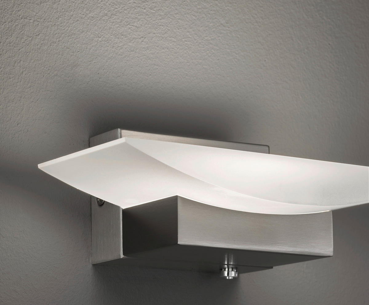LED-WANDLEUCHTE - Nickelfarben, Design, Glas/Metall (30/6/6cm) - Fischer & Honsel