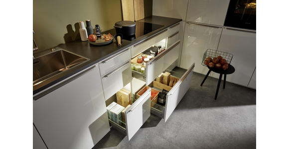 EINBAUKÜCHE - Eichefarben/Weiß, Design, Holzwerkstoff - Dieter Knoll