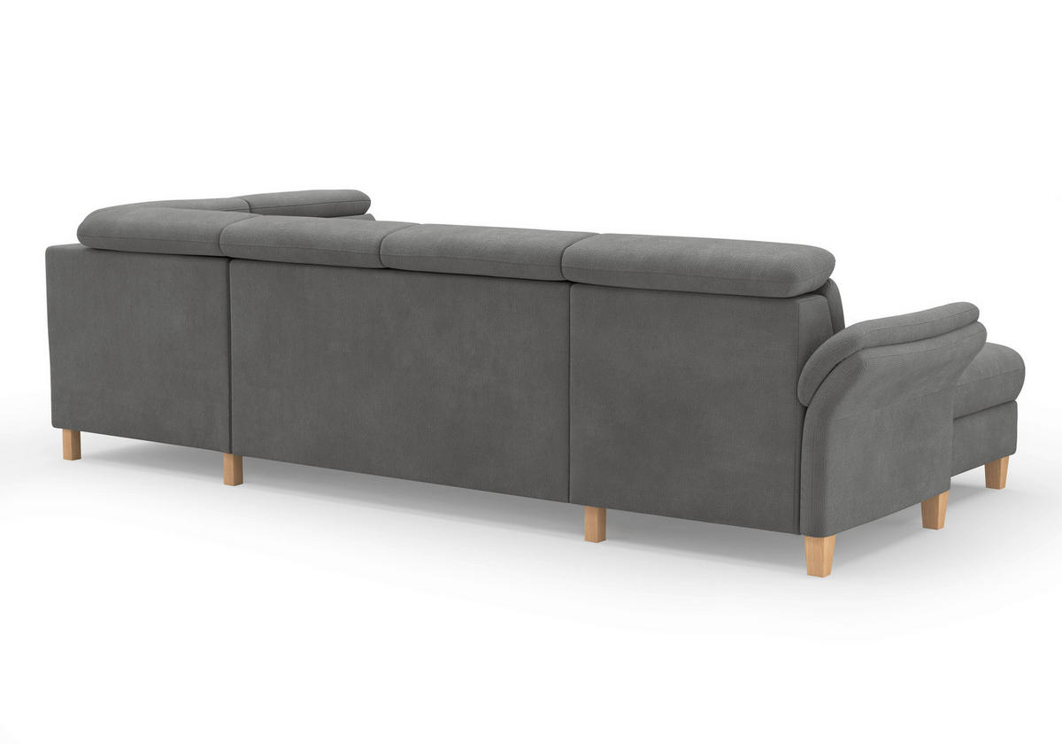 WOHNLANDSCHAFT GLENDALE E Grau Flachgewebe  - Eichefarben/Grau, KONVENTIONELL, Holz/Textil (166/321/193cm) - Sit & More