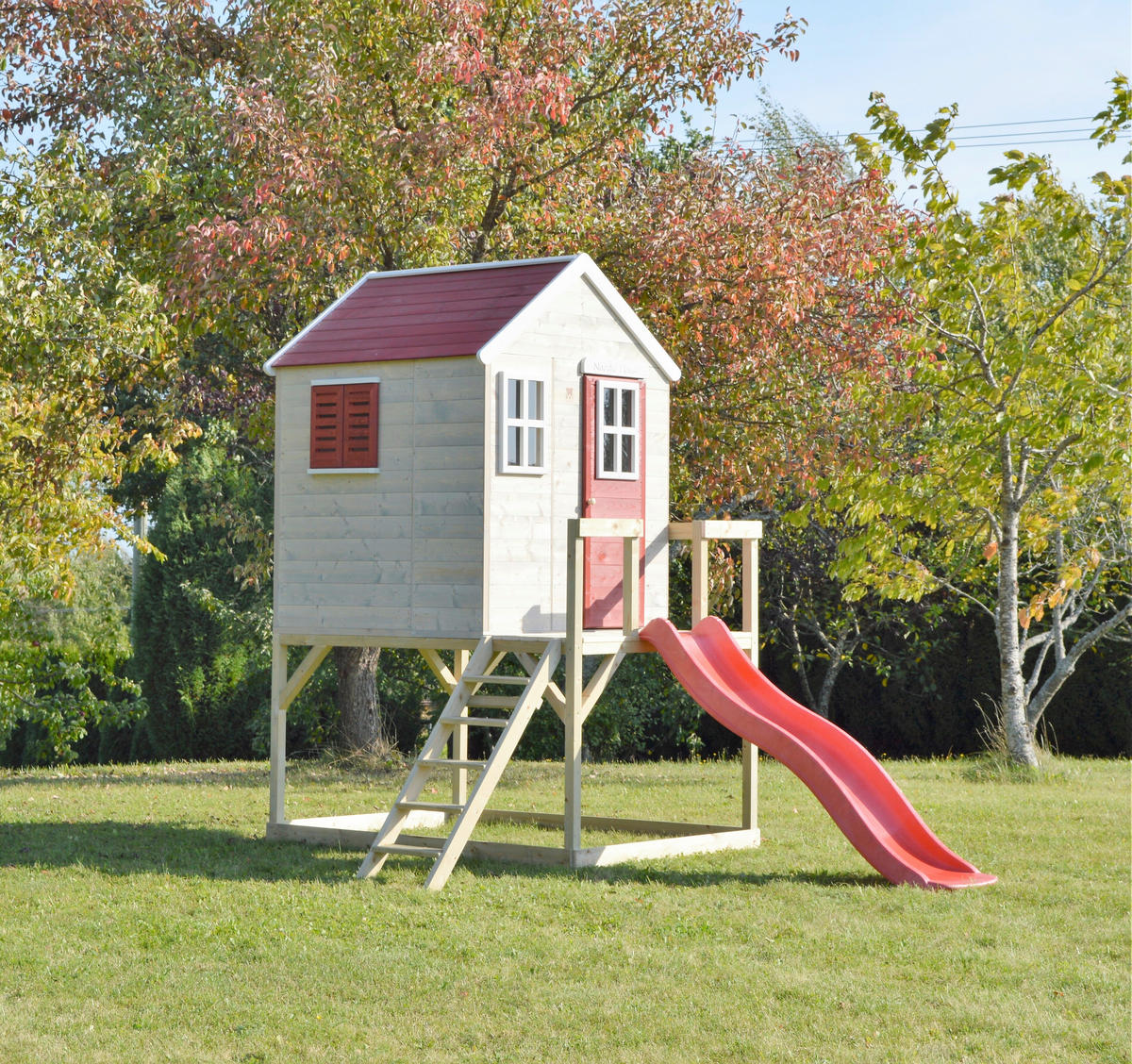 SPIELHAUS 197/242/310 cm  - Rot/Naturfarben, KONVENTIONELL, Holz (197/242/310cm)