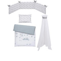 SET ZA DJEČJI KREVETIĆ  100/135 cm    Kleiner Drache  - bijela/siva, Basics, tekstil (100/135cm) - Patinio