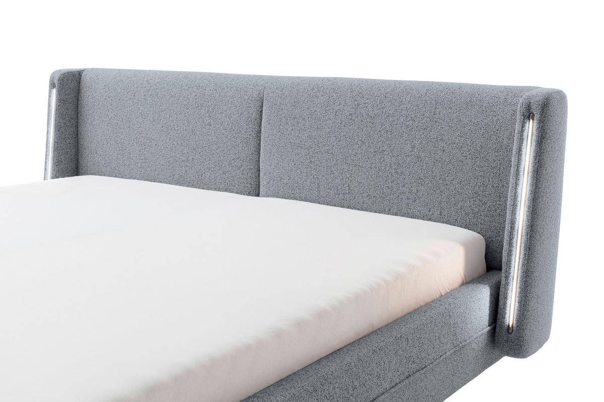POLSTERBETT Beleuchtung Grau 140/200 cm  - Schwarz/Grau, MODERN, Textil/Metall (140/200cm) - Novel