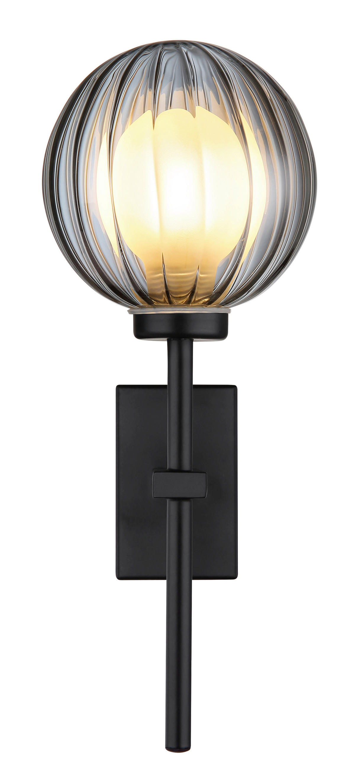 BADEZIMMER-WANDLEUCHTE Ander   - Schwarz, Design, Glas/Metall (26/10/14,1cm) - Globo