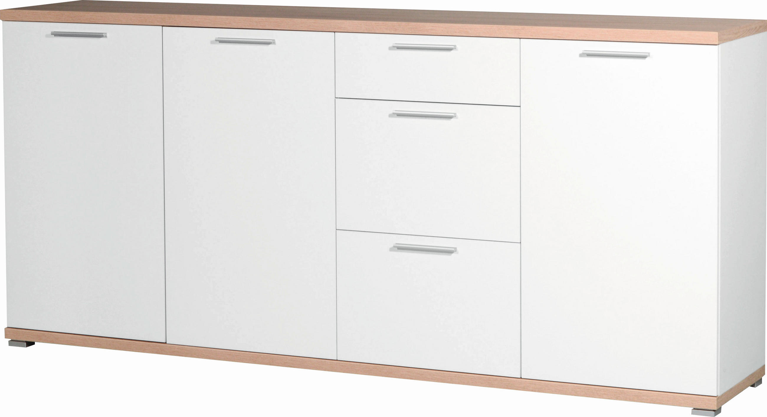 SIDEBOARD  192/88/40 cm 3 Schublade(n)  - Eichefarben/Silberfarben, Design, Holzwerkstoff/Kunststoff (192/88/40cm) - Carryhome