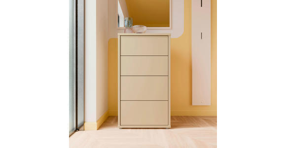 KOMMODE , 55/99/35 cm, 4 Schublade(n)  - Silberfarben/Hellgelb, Trend, Holzwerkstoff/Kunststoff (55/99/35cm) - Carryhome