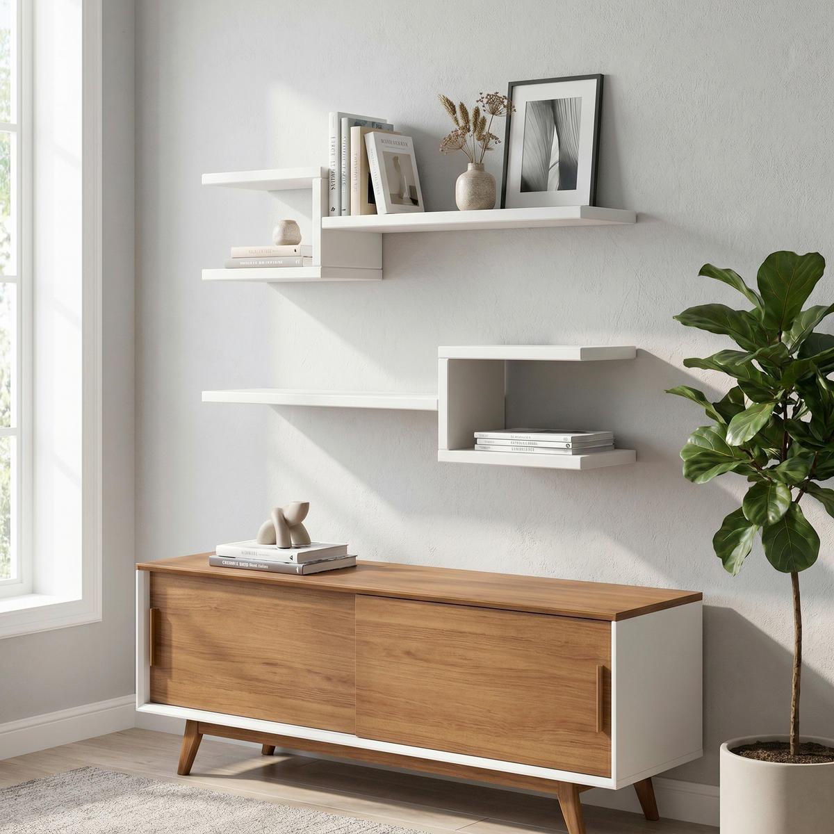 WANDBOARD75/17/20 cm Weiss  - Weiss, Design, Holzwerkstoff (75/17/20cm) - Livetastic
