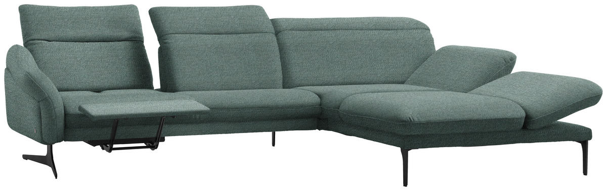 ECKSOFA in Webstoff Türkis  - Türkis/Anthrazit, Design, Textil/Metall (299/203cm) - Himolla