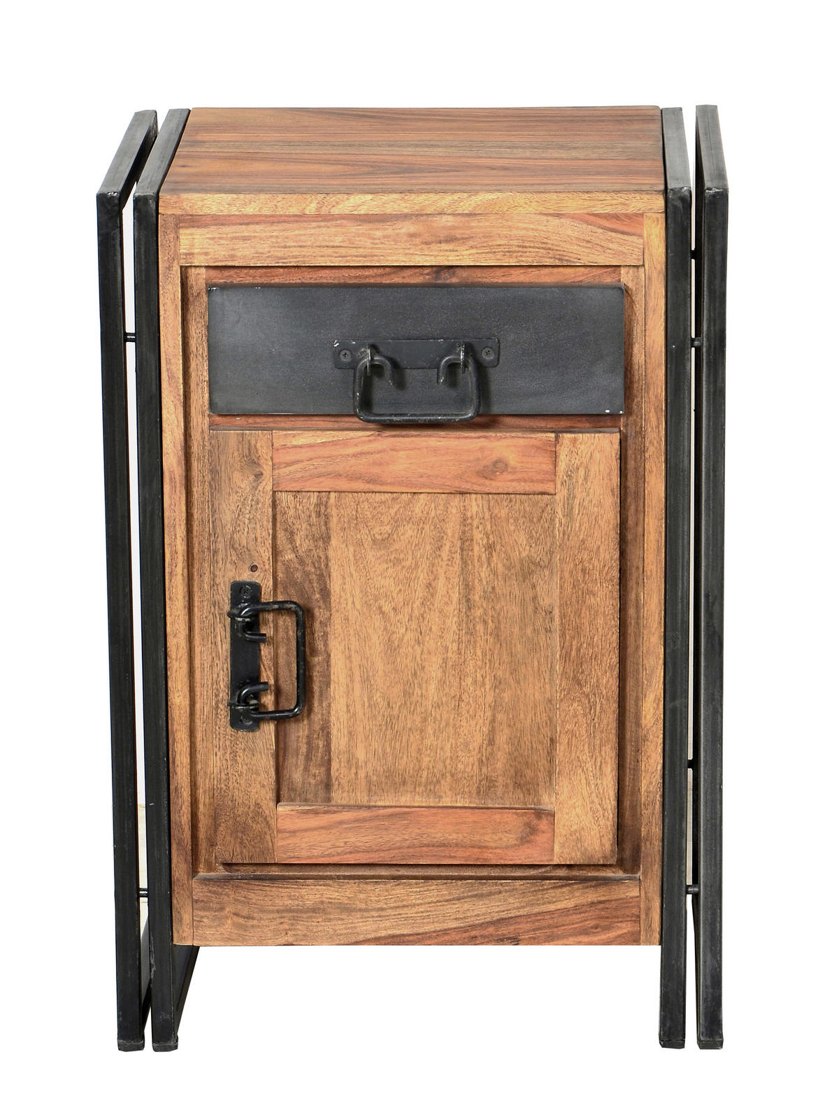 KOMMODE , 50/73/34 cm, 1 Schublade(n)  - Schwarz/Naturfarben, Design, Holz/Metall (50/73/34cm) - MID.YOU