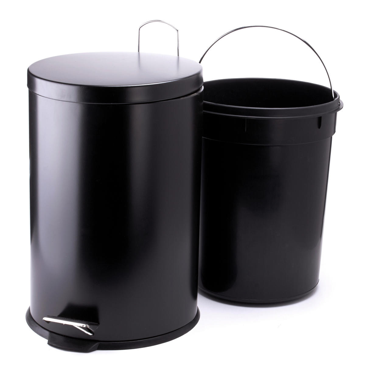 TRETEIMER STEEL 20 L  - Schwarz, Basics, Kunststoff/Metall (29.2/43.7/29.2cm) - Spirella