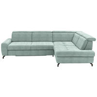 ECKSOFA in Chenille Mintgrün  310/220 cm  - Schwarz/Mintgrün, Design, Textil/Metall (310/220cm) - Beldomo Style