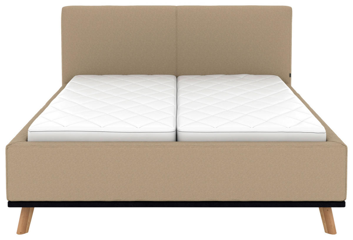 POLSTERBETT Matratze, Lattenrost, Bettkasten 180/200 cm  in Beige  - Eichefarben/Beige, Design, Holz/Textil (180/200cm) - Musterring
