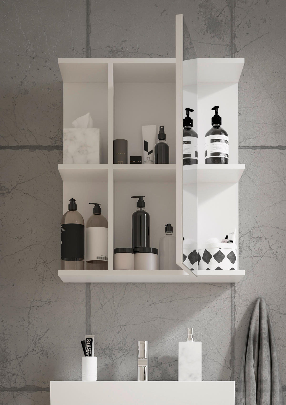 SPIEGELSCHRANK 60/71/20 cm  - Weiß, MODERN, Glas/Holzwerkstoff (60/71/20cm) - MID.YOU